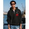 imageUOUA Mens Graphic Quarter Zip Hoodies Casual Long Sleeve Drop Shoulder Sweatshirt Pullover Streetwear TopRoseblack