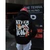 imageUOUA Mens Graphic Quarter Zip Hoodies Casual Long Sleeve Drop Shoulder Sweatshirt Pullover Streetwear TopSkullblack