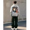 imageUOUA Mens Graphic Quarter Zip Hoodies Casual Long Sleeve Drop Shoulder Sweatshirt Pullover Streetwear TopSkullmottle Grey