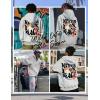 imageUOUA Mens Graphic Quarter Zip Hoodies Casual Long Sleeve Drop Shoulder Sweatshirt Pullover Streetwear TopSkullmottle Grey