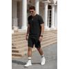 imageUOUA Mens Short Sets Summer 2 Piece Outfits Casual Short Sleeve Jogging TracksuitsBlack