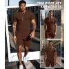 imageUOUA Mens Short Sets Summer 2 Piece Outfits Casual Short Sleeve Jogging TracksuitsBrown