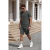 imageUOUA Mens Short Sets Summer 2 Piece Outfits Casual Short Sleeve Jogging TracksuitsDark Grey