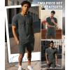 imageUOUA Mens Short Sets Summer 2 Piece Outfits Casual Short Sleeve Jogging TracksuitsDark Grey