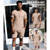 imageUOUA Mens Short Sets Summer 2 Piece Outfits Casual Short Sleeve Jogging TracksuitsKhaki
