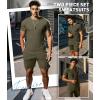 imageUOUA Mens Short Sets Summer 2 Piece Outfits Casual Short Sleeve Jogging TracksuitsOlive