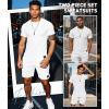 imageUOUA Mens Short Sets Summer 2 Piece Outfits Casual Short Sleeve Jogging TracksuitsWhite
