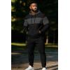 imageUOUA Mens Tracksuit 2 Piece Hoodie Sweatsuit Sets Casual Athletic Jogging Suits Waffle Jacquard OutfitsBlack