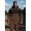 imageUOUA Mens Tracksuit 2 Piece Hoodie Sweatsuit Sets Casual Athletic Jogging Suits Waffle Jacquard OutfitsBrown