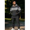 imageUOUA Mens Tracksuit 2 Piece Hoodie Sweatsuit Sets Casual Athletic Jogging Suits Waffle Jacquard OutfitsDark Grey