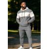 imageUOUA Mens Tracksuit 2 Piece Hoodie Sweatsuit Sets Casual Athletic Jogging Suits Waffle Jacquard OutfitsLight Grey