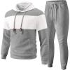 imageUOUA Mens Tracksuit 2 Piece Hoodie Sweatsuit Sets Casual Athletic Jogging Suits Waffle Jacquard OutfitsLight Grey
