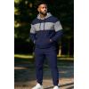 imageUOUA Mens Tracksuit 2 Piece Hoodie Sweatsuit Sets Casual Athletic Jogging Suits Waffle Jacquard OutfitsNavy