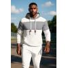 imageUOUA Mens Tracksuit 2 Piece Hoodie Sweatsuit Sets Casual Athletic Jogging Suits Waffle Jacquard OutfitsWhite