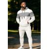 imageUOUA Mens Tracksuit 2 Piece Hoodie Sweatsuit Sets Casual Athletic Jogging Suits Waffle Jacquard OutfitsWhite