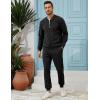 imageUOUA Mens Tracksuit 2 Piece Sets Casual Sweatsuit with Full Zip Athletic Jogging Suits Waffle Plaid Jacquard OutfitsBlack