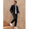 imageUOUA Mens Tracksuit 2 Piece Sets Casual Sweatsuit with Full Zip Athletic Jogging Suits Waffle Plaid Jacquard OutfitsBlack