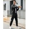 imageUOUA Mens Tracksuit 2 Piece Sets Casual Sweatsuit with Full Zip Athletic Jogging Suits Waffle Plaid Jacquard OutfitsBlack