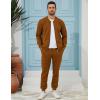 imageUOUA Mens Tracksuit 2 Piece Sets Casual Sweatsuit with Full Zip Athletic Jogging Suits Waffle Plaid Jacquard OutfitsBrown