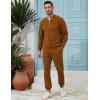 imageUOUA Mens Tracksuit 2 Piece Sets Casual Sweatsuit with Full Zip Athletic Jogging Suits Waffle Plaid Jacquard OutfitsBrown