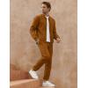 imageUOUA Mens Tracksuit 2 Piece Sets Casual Sweatsuit with Full Zip Athletic Jogging Suits Waffle Plaid Jacquard OutfitsBrown