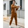 imageUOUA Mens Tracksuit 2 Piece Sets Casual Sweatsuit with Full Zip Athletic Jogging Suits Waffle Plaid Jacquard OutfitsBrown