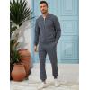 imageUOUA Mens Tracksuit 2 Piece Sets Casual Sweatsuit with Full Zip Athletic Jogging Suits Waffle Plaid Jacquard OutfitsDarkgrey