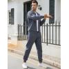 imageUOUA Mens Tracksuit 2 Piece Sets Casual Sweatsuit with Full Zip Athletic Jogging Suits Waffle Plaid Jacquard OutfitsDarkgrey