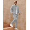 imageUOUA Mens Tracksuit 2 Piece Sets Casual Sweatsuit with Full Zip Athletic Jogging Suits Waffle Plaid Jacquard OutfitsLightgrey