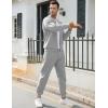 imageUOUA Mens Tracksuit 2 Piece Sets Casual Sweatsuit with Full Zip Athletic Jogging Suits Waffle Plaid Jacquard OutfitsLightgrey