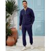 imageUOUA Mens Tracksuit 2 Piece Sets Casual Sweatsuit with Full Zip Athletic Jogging Suits Waffle Plaid Jacquard OutfitsNavy