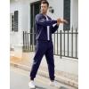 imageUOUA Mens Tracksuit 2 Piece Sets Casual Sweatsuit with Full Zip Athletic Jogging Suits Waffle Plaid Jacquard OutfitsNavy