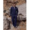 imageUOUA Mens Tracksuit 2 Piece Sets Casual Sweatsuit with Full Zip Athletic Jogging Suits Waffle Plaid Jacquard OutfitsNavy