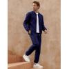 imageUOUA Mens Tracksuit 2 Piece Sets Casual Sweatsuit with Full Zip Athletic Jogging Suits Waffle Plaid Jacquard OutfitsNavy