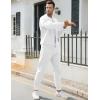imageUOUA Mens Tracksuit 2 Piece Sets Casual Sweatsuit with Full Zip Athletic Jogging Suits Waffle Plaid Jacquard OutfitsWhite