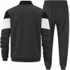 imageUOUA Mens Tracksuits Set Full Zip Jacket ampamp Sweatpants 2 Piece Athletic Jogging Suits Casual Sports Color Block OutfitBlack