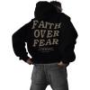 imageUOUA Mens Graphic Quarter Zip Hoodies Casual Long Sleeve Drop Shoulder Sweatshirt Pullover Streetwear TopFaithblack