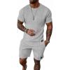 imageUOUA Mens Short Sets Summer 2 Piece Outfits Casual Short Sleeve Jogging TracksuitsGrey