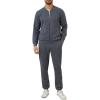 imageUOUA Mens Tracksuit 2 Piece Sets Casual Sweatsuit with Full Zip Athletic Jogging Suits Waffle Plaid Jacquard OutfitsDarkgrey