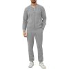imageUOUA Mens Tracksuit 2 Piece Sets Casual Sweatsuit with Full Zip Athletic Jogging Suits Waffle Plaid Jacquard OutfitsLightgrey