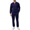 imageUOUA Mens Tracksuit 2 Piece Sets Casual Sweatsuit with Full Zip Athletic Jogging Suits Waffle Plaid Jacquard OutfitsNavy