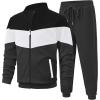 imageUOUA Mens Tracksuits Set Full Zip Jacket ampamp Sweatpants 2 Piece Athletic Jogging Suits Casual Sports Color Block OutfitBlack
