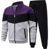 imageUOUA Mens Tracksuits Set Full Zip Jacket ampamp Sweatpants 2 Piece Athletic Jogging Suits Casual Sports Color Block OutfitPurple