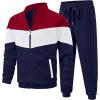 imageUOUA Mens Tracksuits Set Full Zip Jacket ampamp Sweatpants 2 Piece Athletic Jogging Suits Casual Sports Color Block OutfitRed
