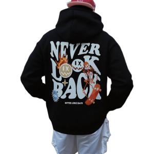 imageUOUA Mens Graphic Quarter Zip Hoodies Casual Long Sleeve Drop Shoulder Sweatshirt Pullover Streetwear TopSkullblack