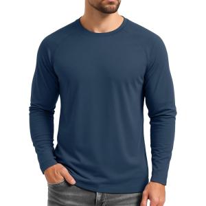 imageBoladeci Mens Thermal Underwear Tops Fleece Lined Base Layer Long Sleeve Shirts for Cold WeatherNavy Blue