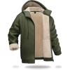 imageBoladeci Mens Sherpa Lined Hoodie Jacket Winter Warm Heavy Weight Zip Up Hooded Sweatshirt Thick Fleece CoatsArmy Green