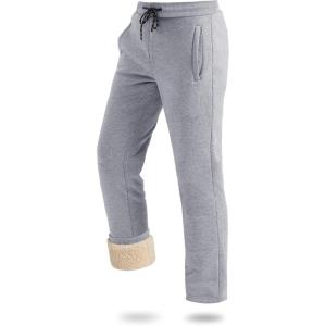 imageBoladeci Mens Sherpa Lined Sweatpants Heavyweight Fleece Lined Sweat Pants Joggers for Winter Cold WeatherGray