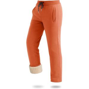 imageBoladeci Mens Sherpa Lined Sweatpants Heavyweight Fleece Lined Sweat Pants Joggers for Winter Cold WeatherOrange