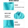 imageVATPAVE Mens Casual Waffle Shirt Short Sleeve Button Down Summer Shirts Loose Fit Beach ShirtsAqua Blue